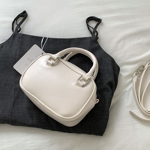 Handle Top Bag Leather Plain Crossbody Faux