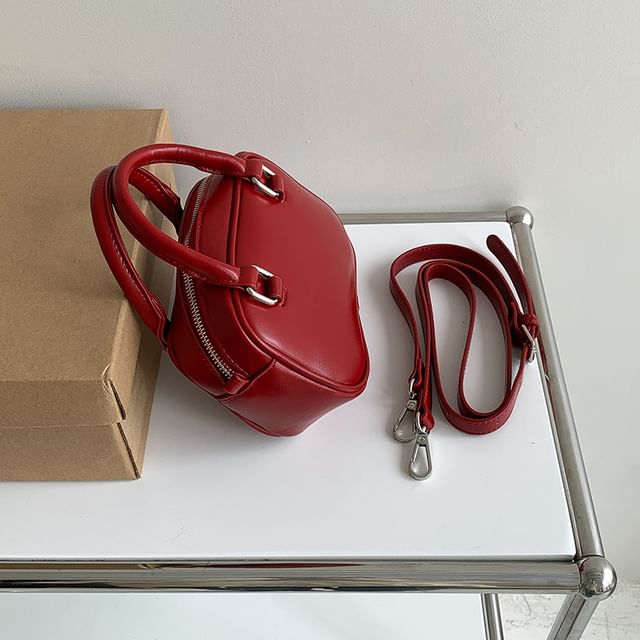 Handle Top Bag Leather Plain Crossbody Faux