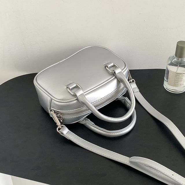 Handle Top Bag Leather Plain Crossbody Faux