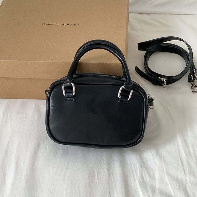 Handle Top Bag Leather Plain Crossbody Faux