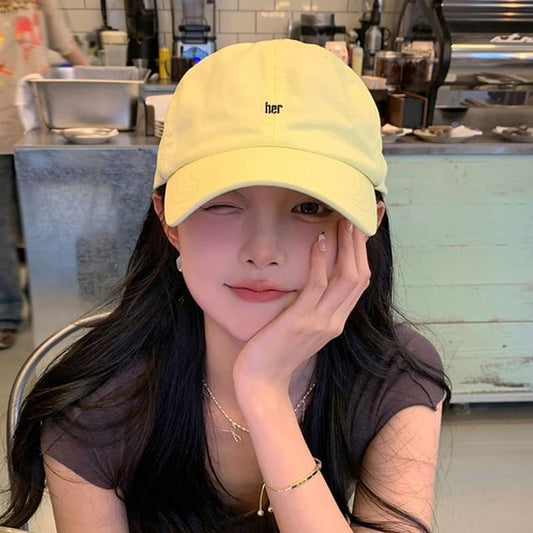 Embroidered Curved Cotton Brim Baseball Cap