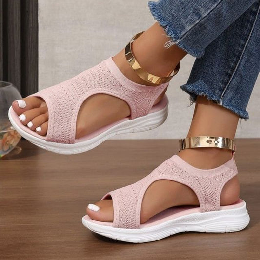 Plain Knit Platform Sandals