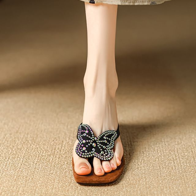 Sandals Wedge Thong Butterfly