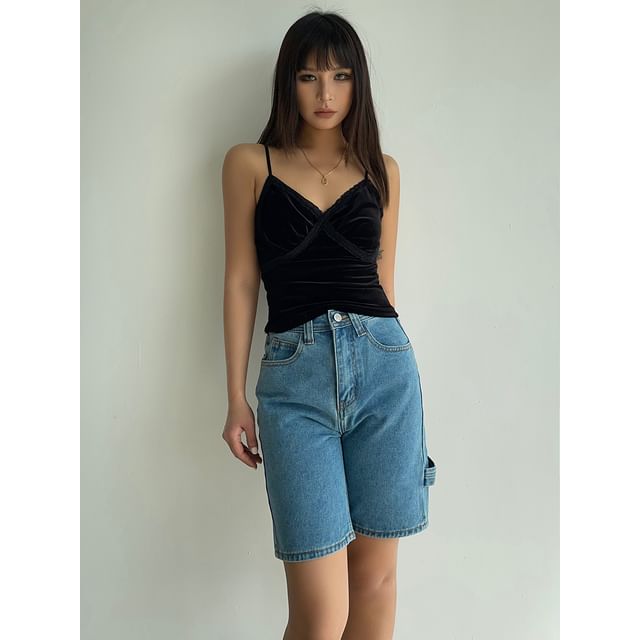 High-Waist Denim Shorts