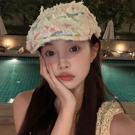 Newsboy Distressed Patchwork Hat Cabbie