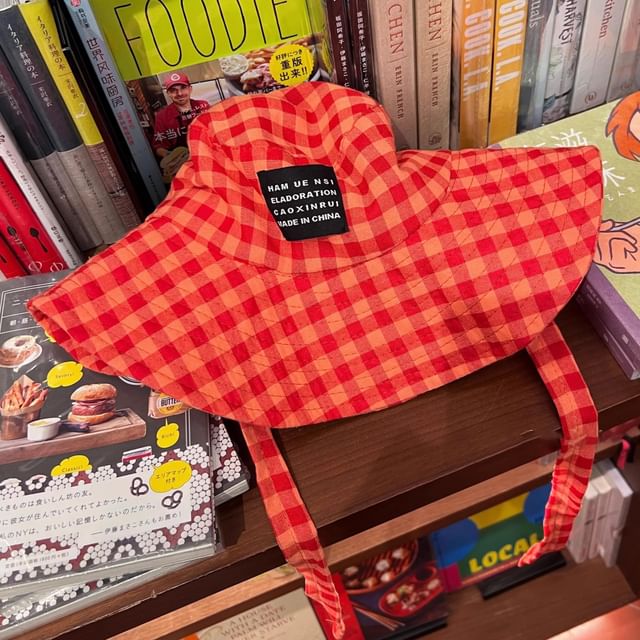 Checkered With Strap Cotton Hat Bucket Chin