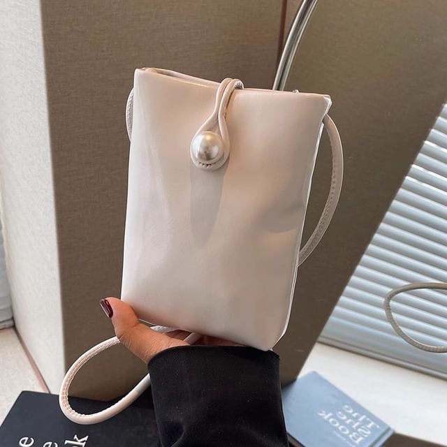 Leather Crossbody Bag Plain Faux