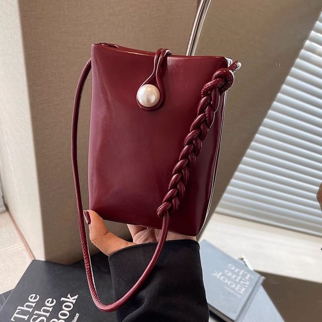 Leather Crossbody Bag Plain Faux