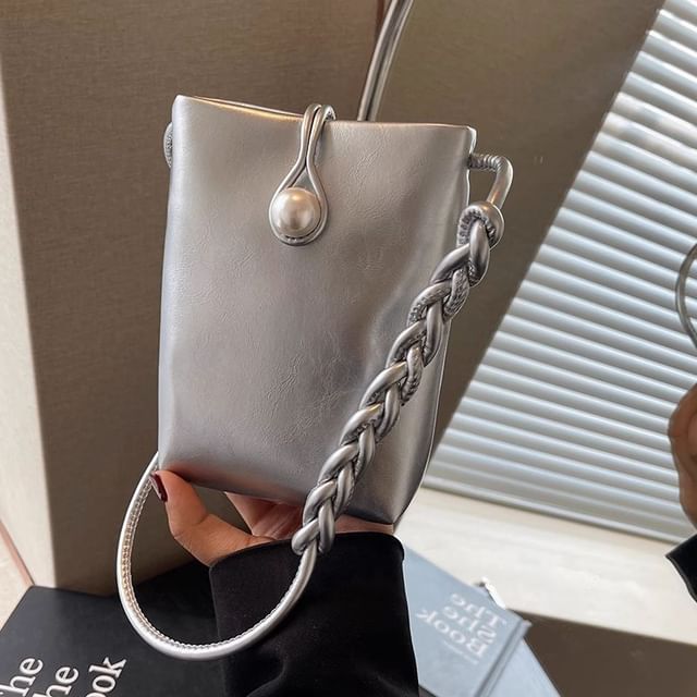 Leather Crossbody Bag Plain Faux