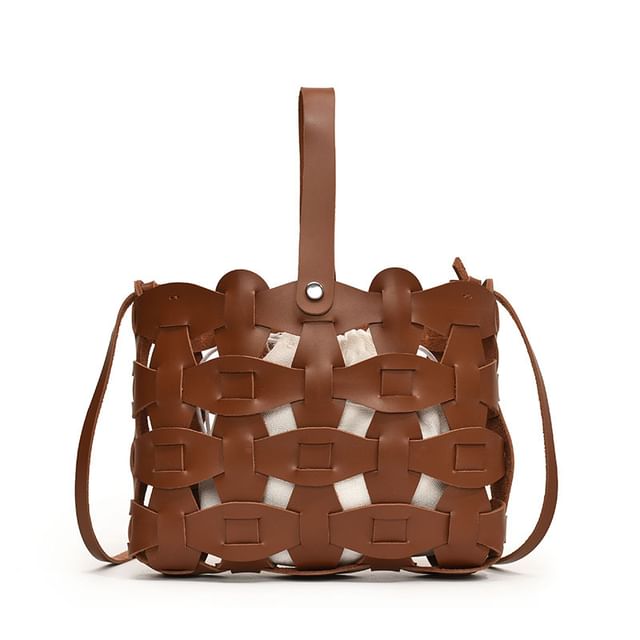 Leather Faux Crossbody Cutout Bag