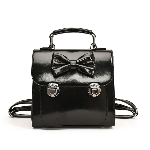 Backpack Bow Faux Flap Leather