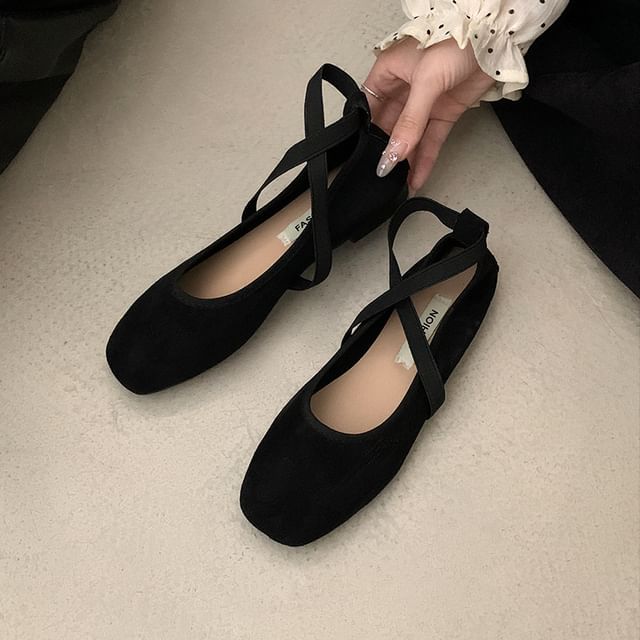 Jane Mary Square Cross Toe Flats Strap