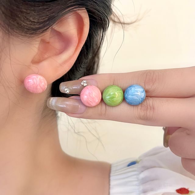 Glaze Stud Bead Earring Alloy