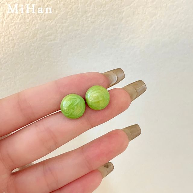 Glaze Stud Bead Earring Alloy