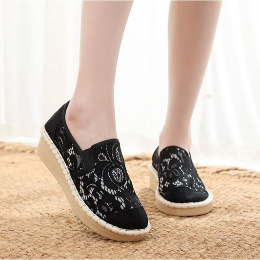 Wedge-Heel Lace Slip-Ons