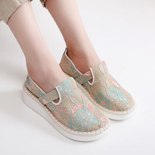 Lace Platform Slip-Ons