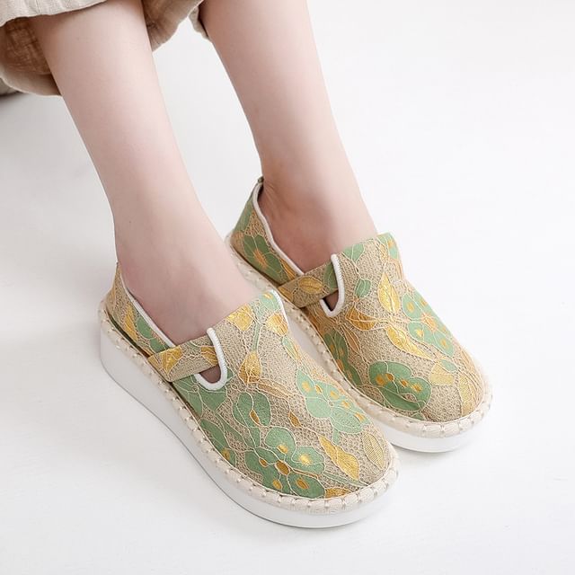 Lace Platform Slip-Ons
