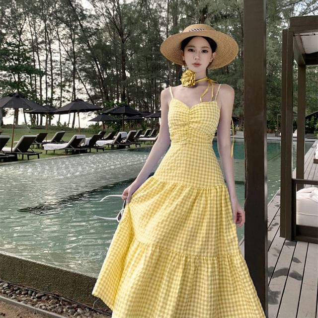 Spaghetti Strap Solid Mermaid Maxi Dress