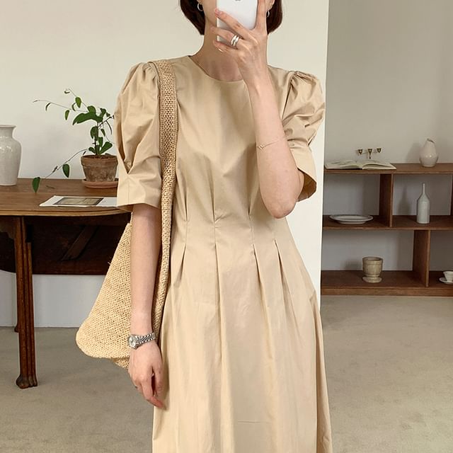 V-Neck Short-Sleeve Solid Wrap Sheath Maxi Dress