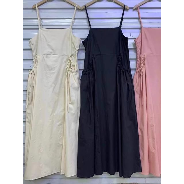 Crew Neck Short-Sleeve Solid Sundress Maxi