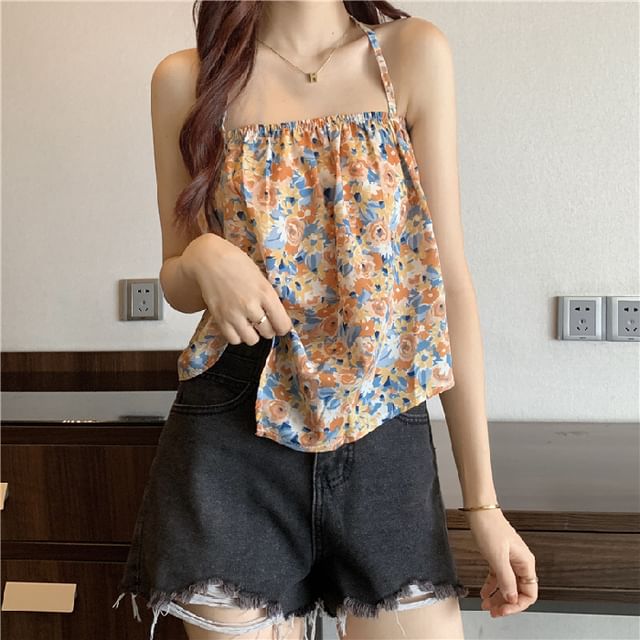 Halter Print Floral Top