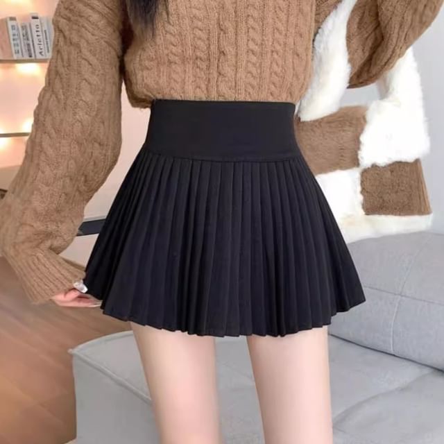 Skirt Plain Pleated Waist Mini High Accordion A-Line