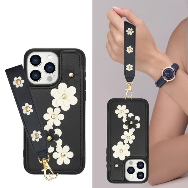 Case Faux Floral Phone Leather