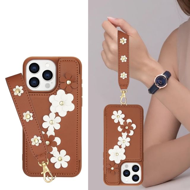 Case Faux Floral Phone Leather