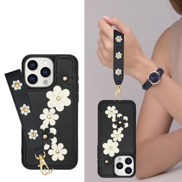 Case Faux Floral Phone Leather