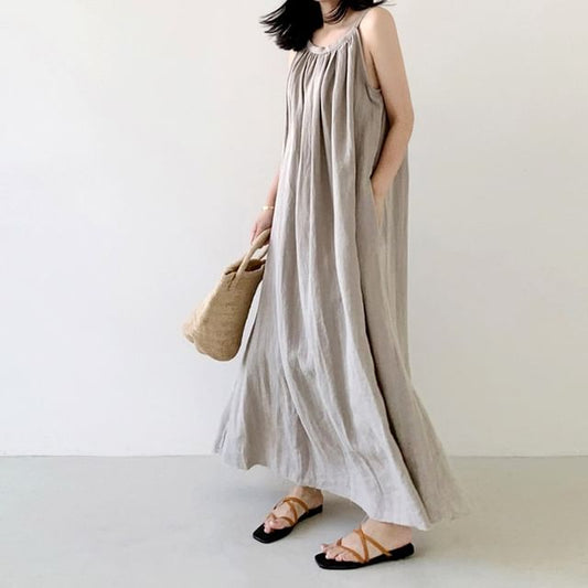 Strapless Solid A-Line Maxi Dress