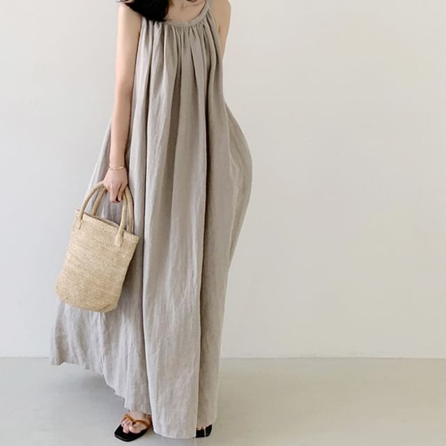 Strapless Solid A-Line Maxi Dress