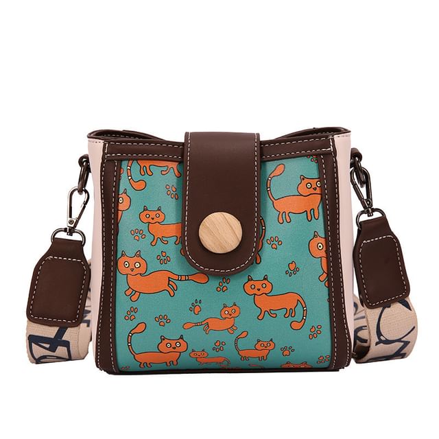 Bucket Faux Leather Bag Patterned