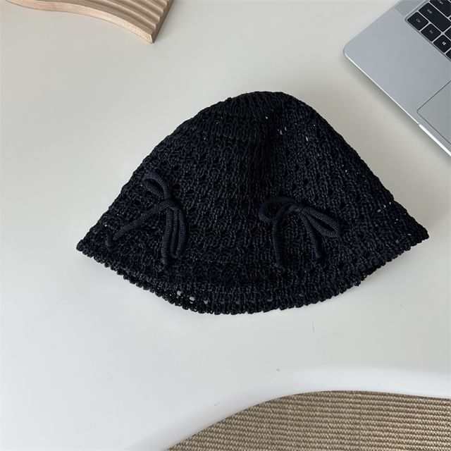 Knit Hat Bucket Bow