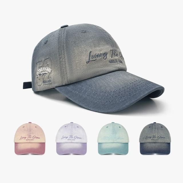 Embroidered Cap Baseball Denim Lettering