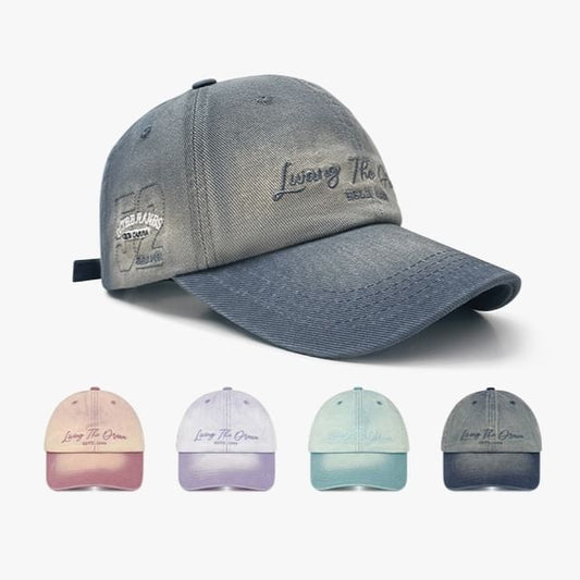 Embroidered Cap Baseball Denim Lettering