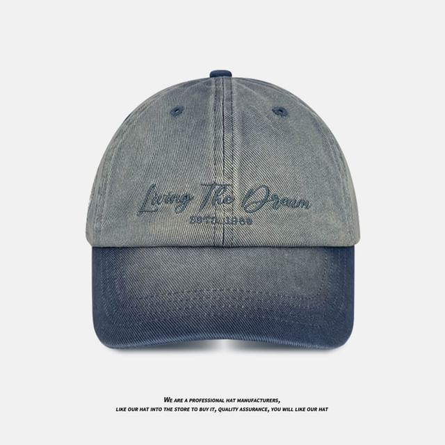 Embroidered Cap Baseball Denim Lettering