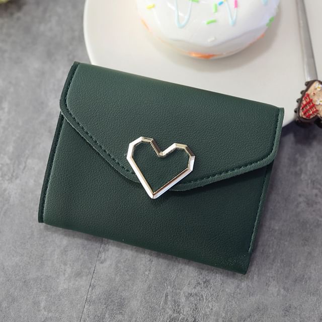 Short Heart Faux Leather Wallet Accent