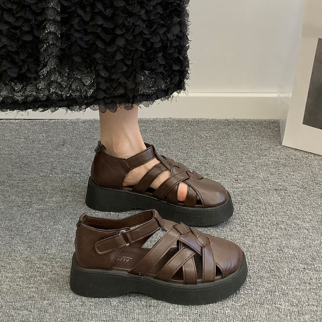 Platform Plain Faux Leather Gladiator Sandals