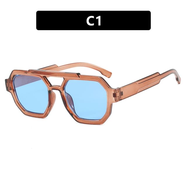 Double Plastic Bridge Geometric Sunglasses
