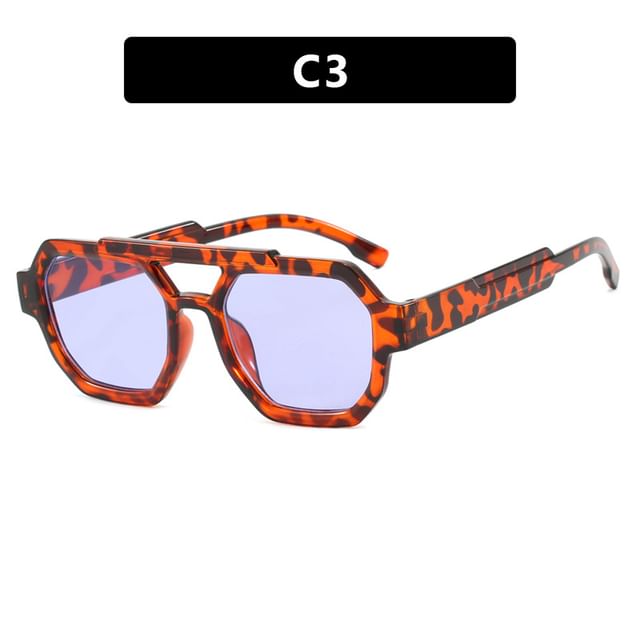 Double Plastic Bridge Geometric Sunglasses