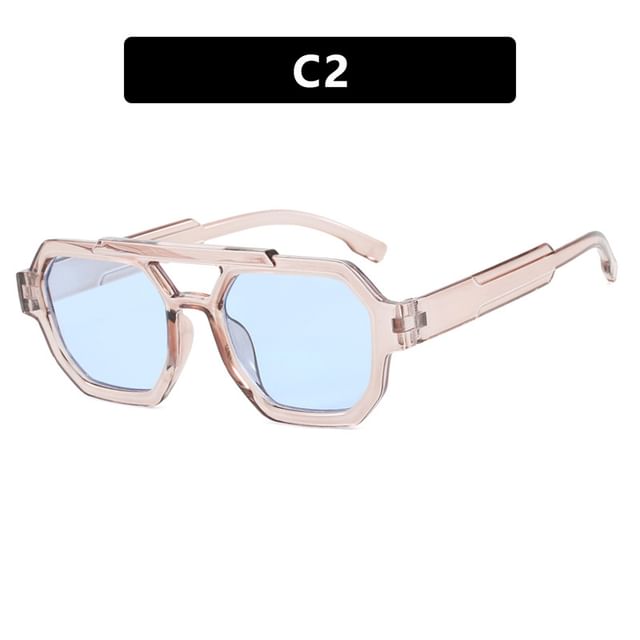 Double Plastic Bridge Geometric Sunglasses