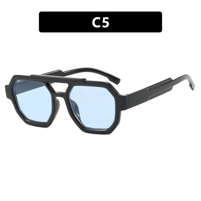 Double Plastic Bridge Geometric Sunglasses