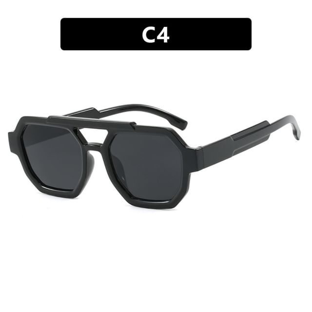 Double Plastic Bridge Geometric Sunglasses