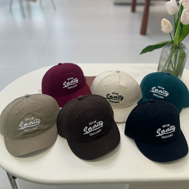 Brim Lettering Embroidered Cap Short