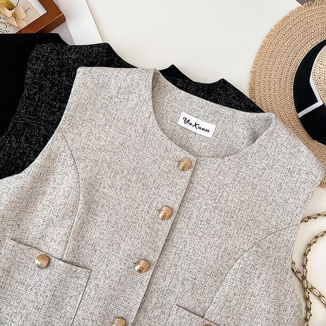 Round Neck Button Vest