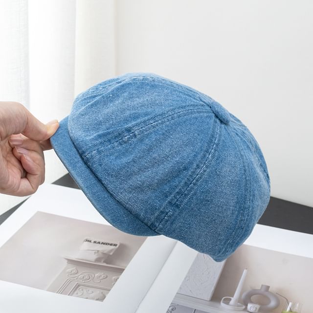 Short Newsboy Brim Cap Denim