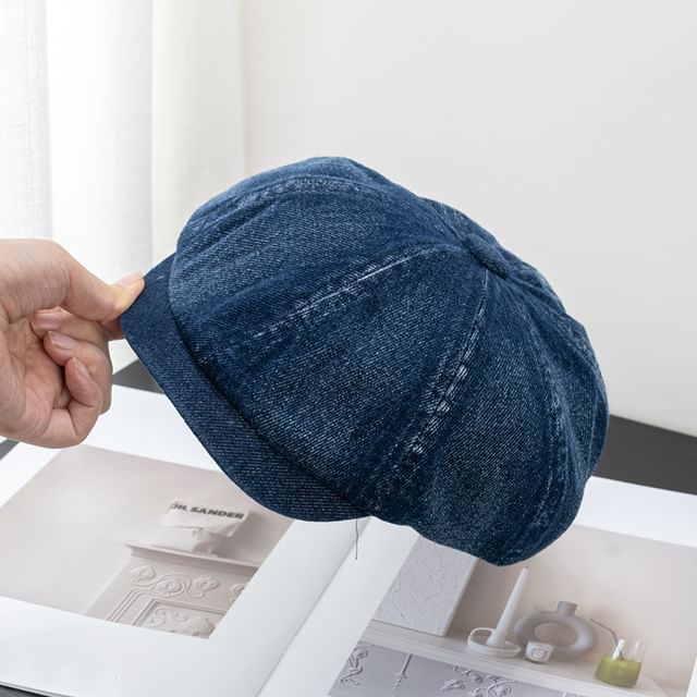 Short Newsboy Brim Cap Denim