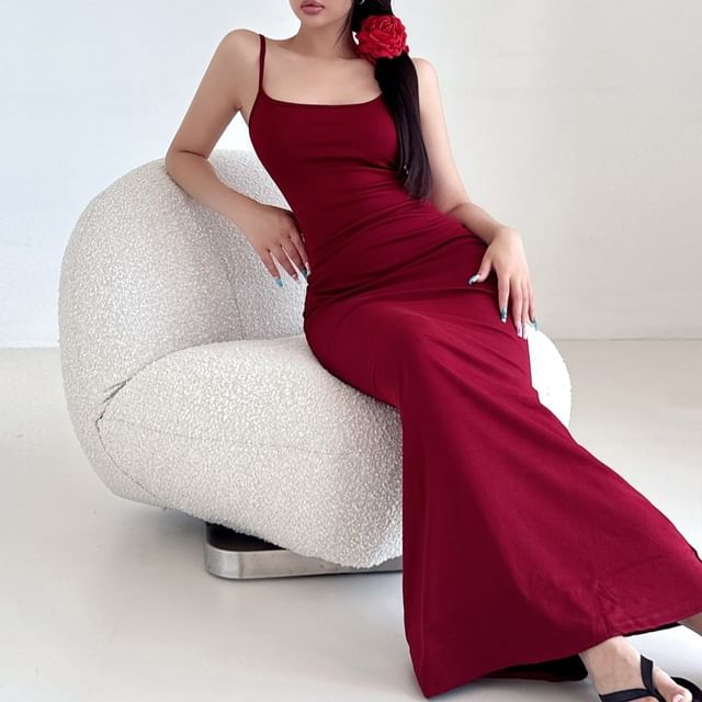 Thin Strap Solid Maxi Mermaid Dress