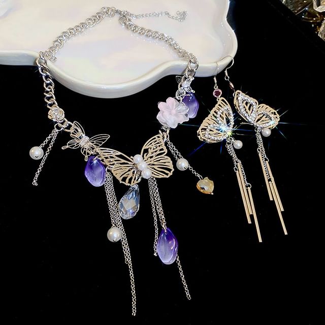 Fringed / Butterfly Earring Necklace
