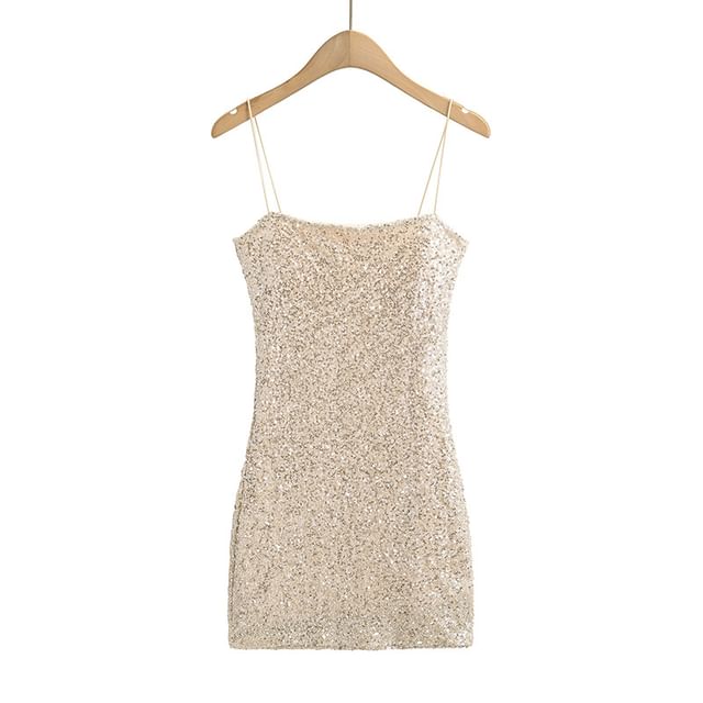Thin Strap Sequin Mini Bodycon Dress